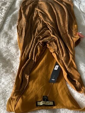 DO+BE Mustard Gold Studded Draped Top